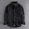 Moda Tinta Unita Cotone Lavato Manica Lunga Camicia Uomo Doppia Tasca Retro Casual Giacca Giovane Cappotto Sottile