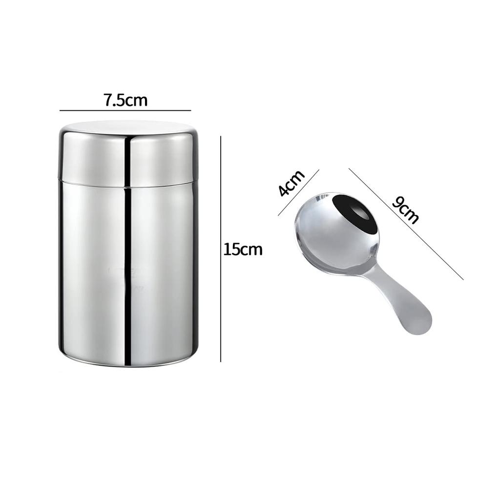 Desirable Tea Canister and Teaspoon Set, 304 Stainless Steel, Tea Caddy, Tea Caddy, Tea Storage Container, Canister, Tea Set (220g)