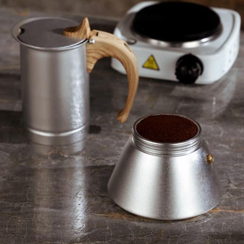 Aluminum Moka Pot 300ML,Italia Coffee Maker for Stovetop,3-6 Cups Espresso,Heating,for Camping Equipment,Barista Gift