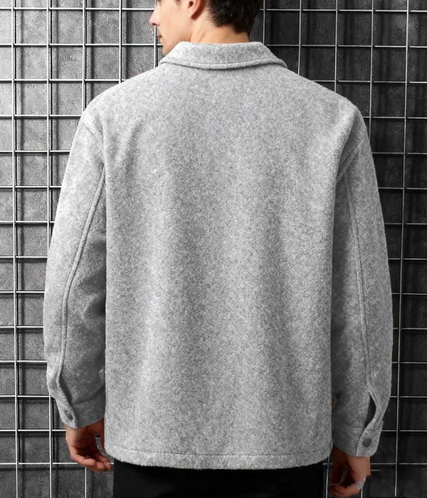 2025 New European & American Business Casual Men's Lapel Jacket - Autumn/Winter Solid Color Brushed Outerwear