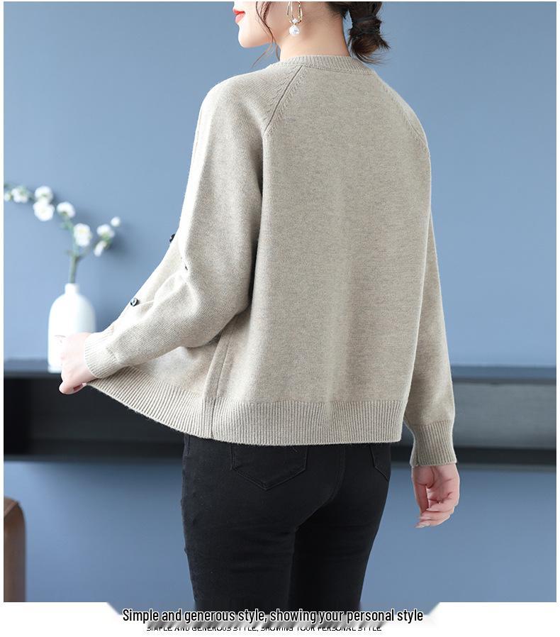 2025 Plus Size Loose Fit Jacquard Knit Cardigan for Women - Spring & Autumn