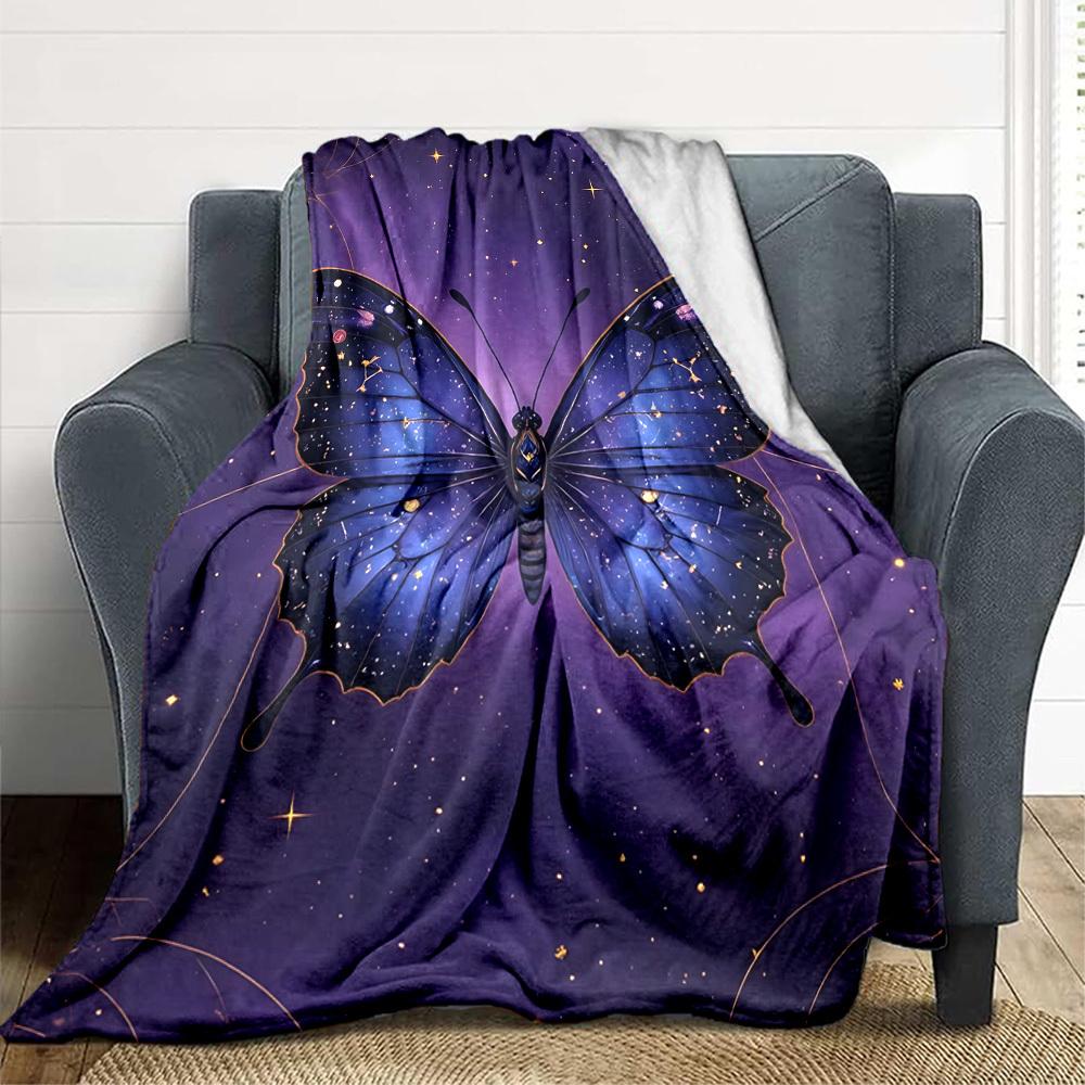 1PC Butterfly Print Blanket, Throw For Sofa, Bed, Travel, Camping, Livingroom, And Bed, Printing Blanket With Soft And Warm Fabric yy250918208