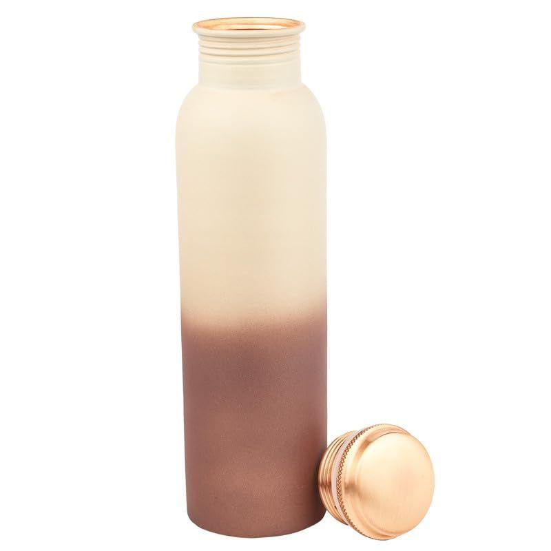 Pure Copper Water Bottle 950 ML - Jointless, Leakproof, Double Printed Design Best Gifts for Family and Friends | Cream & Brown