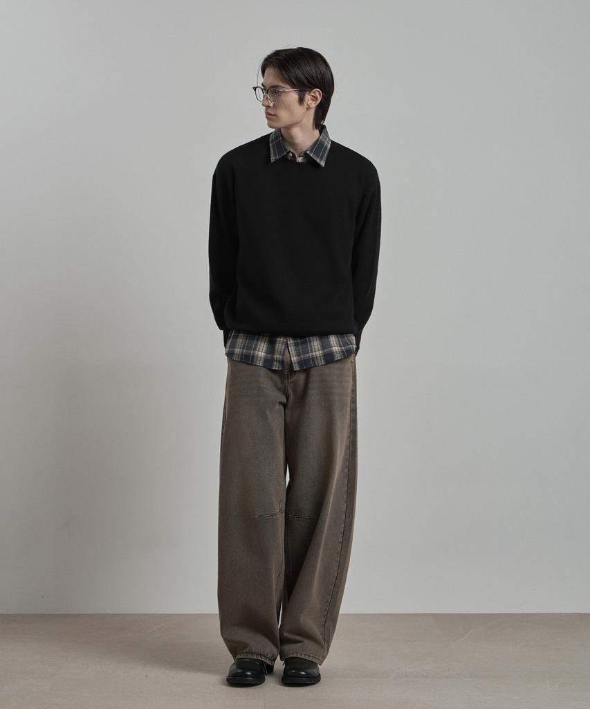WORK ON BODY OFF Ez Semi-Wide Curved Denim Pants [Sand]