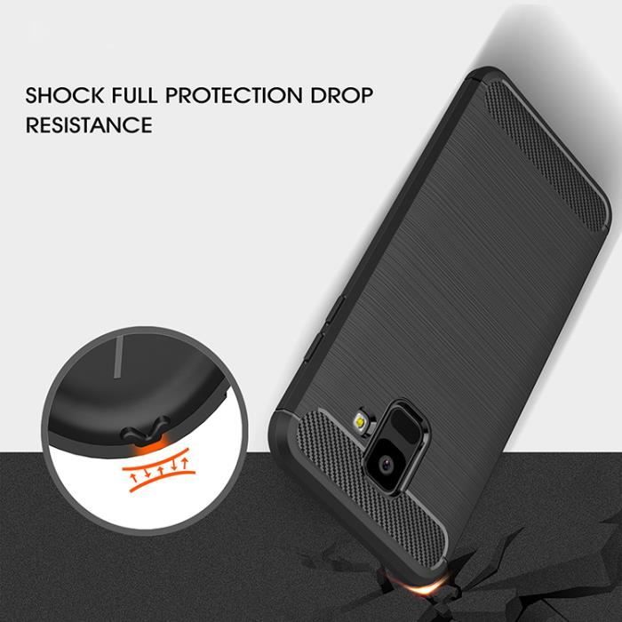 Coque pour Samsung Galaxy A6 (2018) , Coque de Protection avec Absorption de Choc et Fibre de Carbone (Marin)