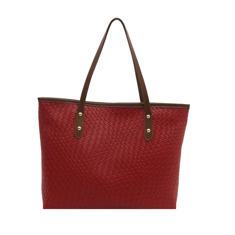 Minimalist Large Capacity Woven Handheld Tote Bag For Daily Use In Pu Material