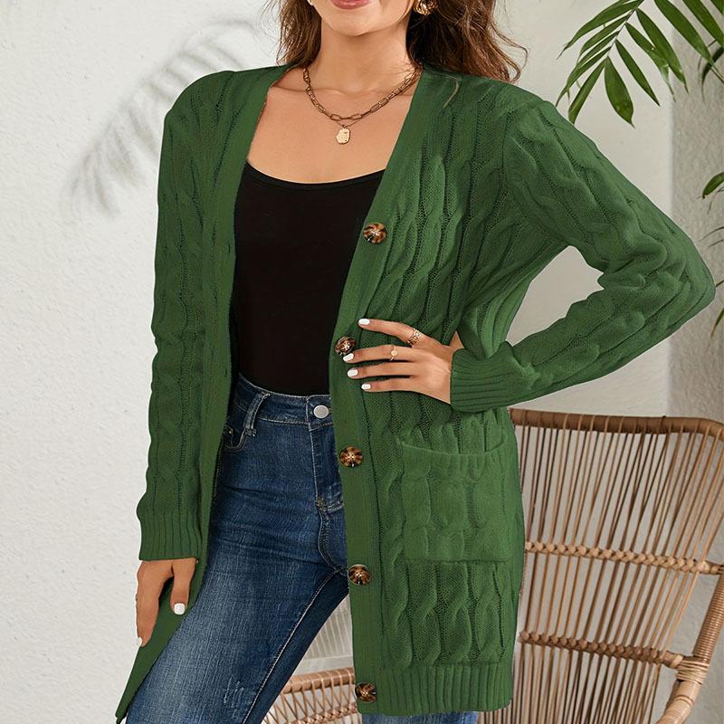 Women's Cable Knit Cardigan - Autumn/Winter Button Sweater