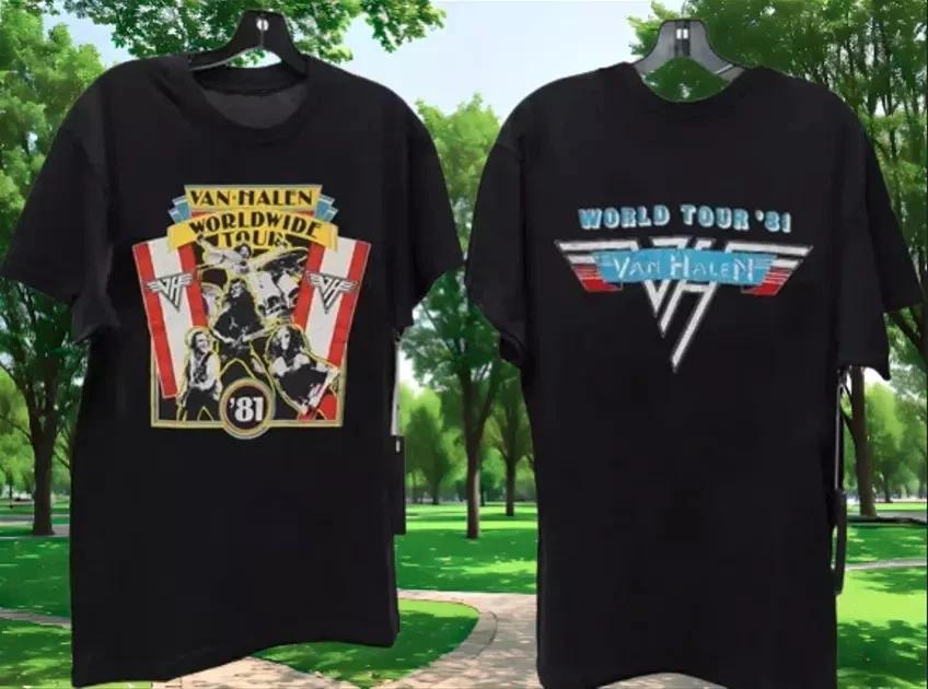 Van Halen Vintage Tour T-Shirt 1981 World 1984 Concert Band Tee 90s Rock L