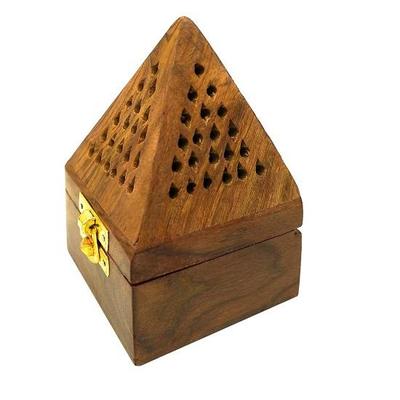 Hölzerner Pyramidenförmiger Räucherbox-Halterständer Hölzerner Agarbatti-Ständer mit Aschefänger für Zuhause Büro Räucherstäbchenhalter