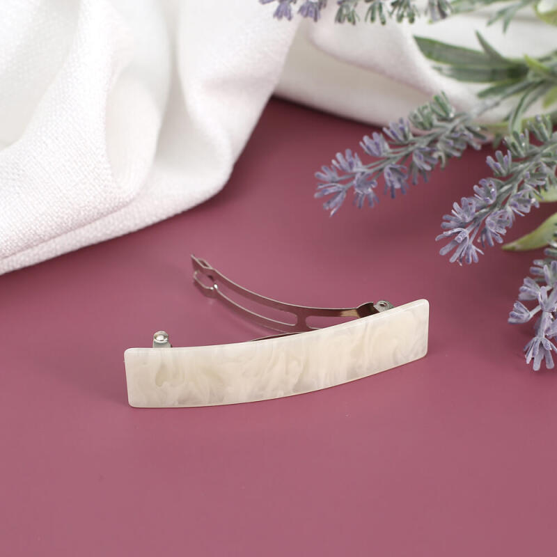 Marble Square Automatic Hairpin (Ivory)