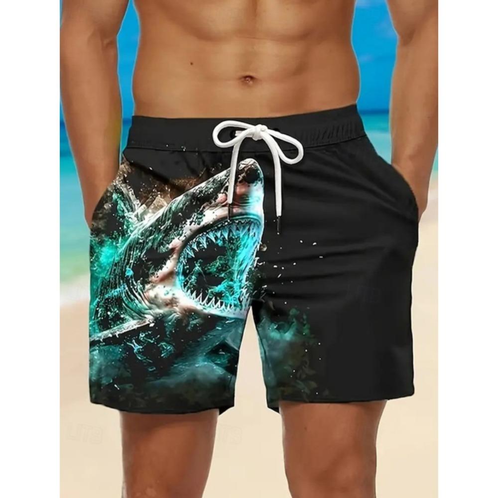 The Cat Music Mouse Graphic Swimming Trunks Are Men's Shark 3D Printed Beach Shorts, Summer Casual Quick Dry Sports Loose Surfing Beach Casual Shorts