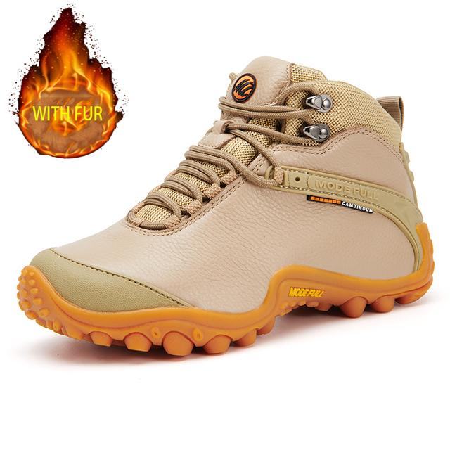 Cow Leather Men's Hiking Shoes Hunting Boots Women Outdoor Waterproof Treeking Snow Shoes Climbing Mountain Walking Sneakers