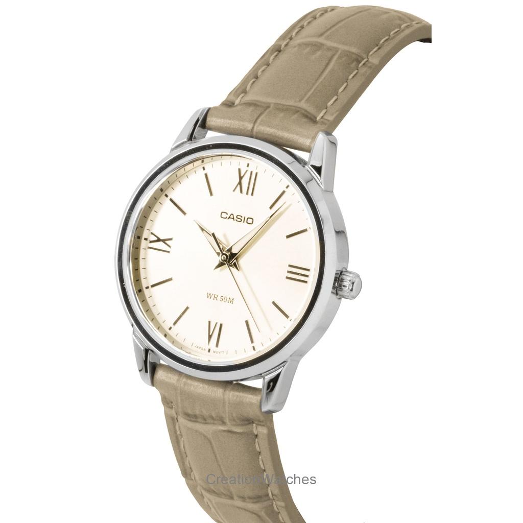 Casio Analog Leather Strap Gold Dial Quartz LTP-1303LL-7AV Women's Watch