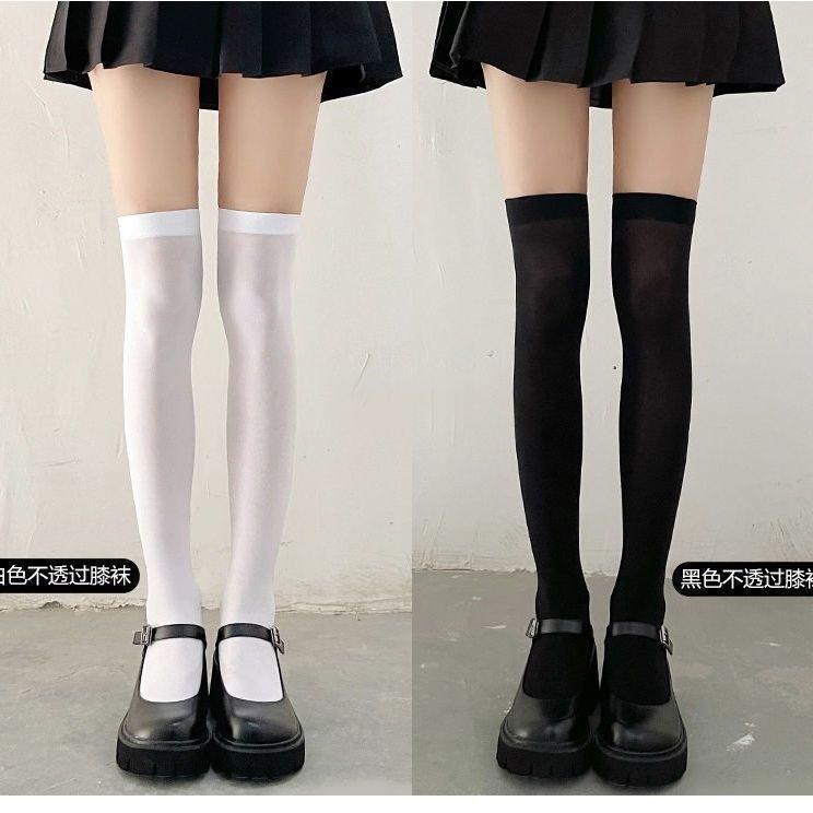 JK Velvet High-transparency Calf Socks, White Thin Long Tube, Spring and Summer Black Stockings, Women's and Knee Socks, Ultra-thin Ins Tide