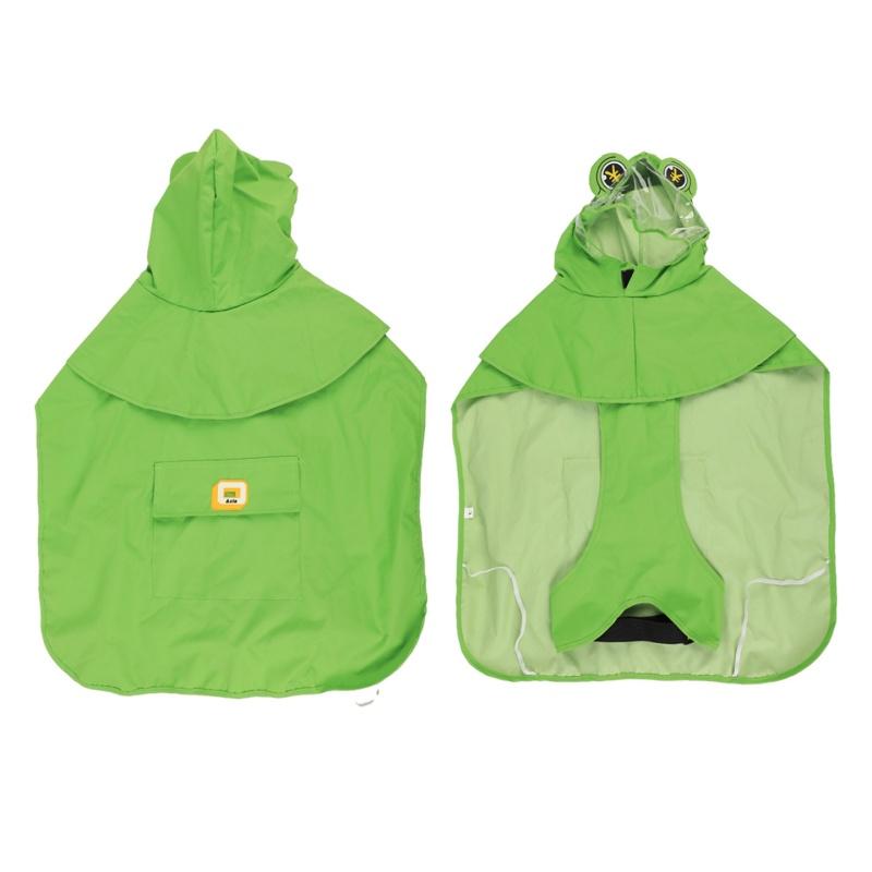 Dirt-Resistant Dog Raincoat Hooded Design Belly Protection Dog Rain Jumpsuit Easy To Wear 4-Leg Cover Frog Pet Poncho Small Dogs