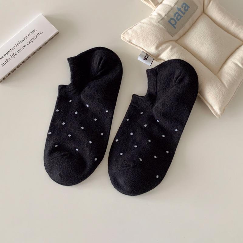 5 Pairs of Female Spring and Summer Light Mouth Solid Color Polka Dot Can Not Fall Off The Invisible Socks
