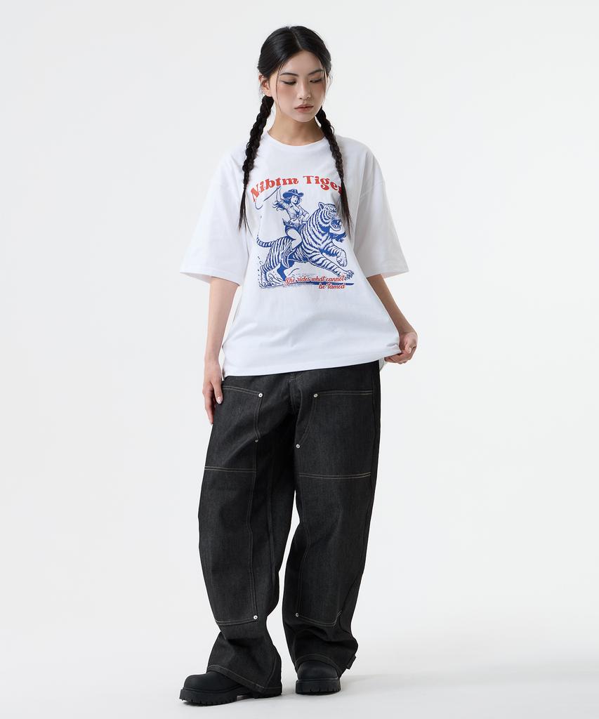 Nasttingijeubeleoldaenmi Cowgirl Tiger Graphic Tee_White