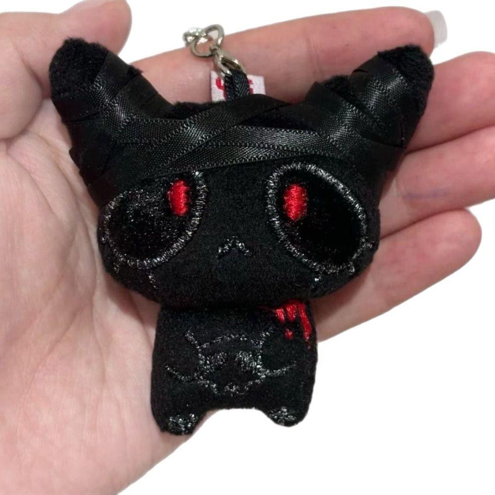 PP Cotton Halloween Keychain Black Color Horror Plush Keyring Creative Gift Bloody Doll Keychain