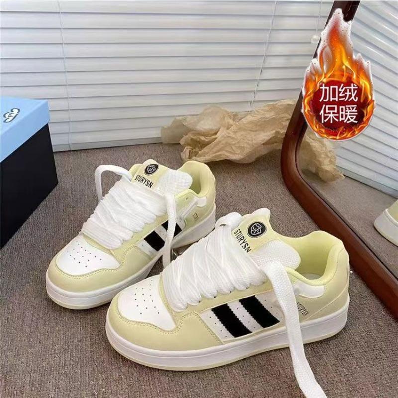 Zhao Ruth Light Yellow Color Scheme Velvet Warm Bread Shoes Women's New Versatile Student Board Shoes