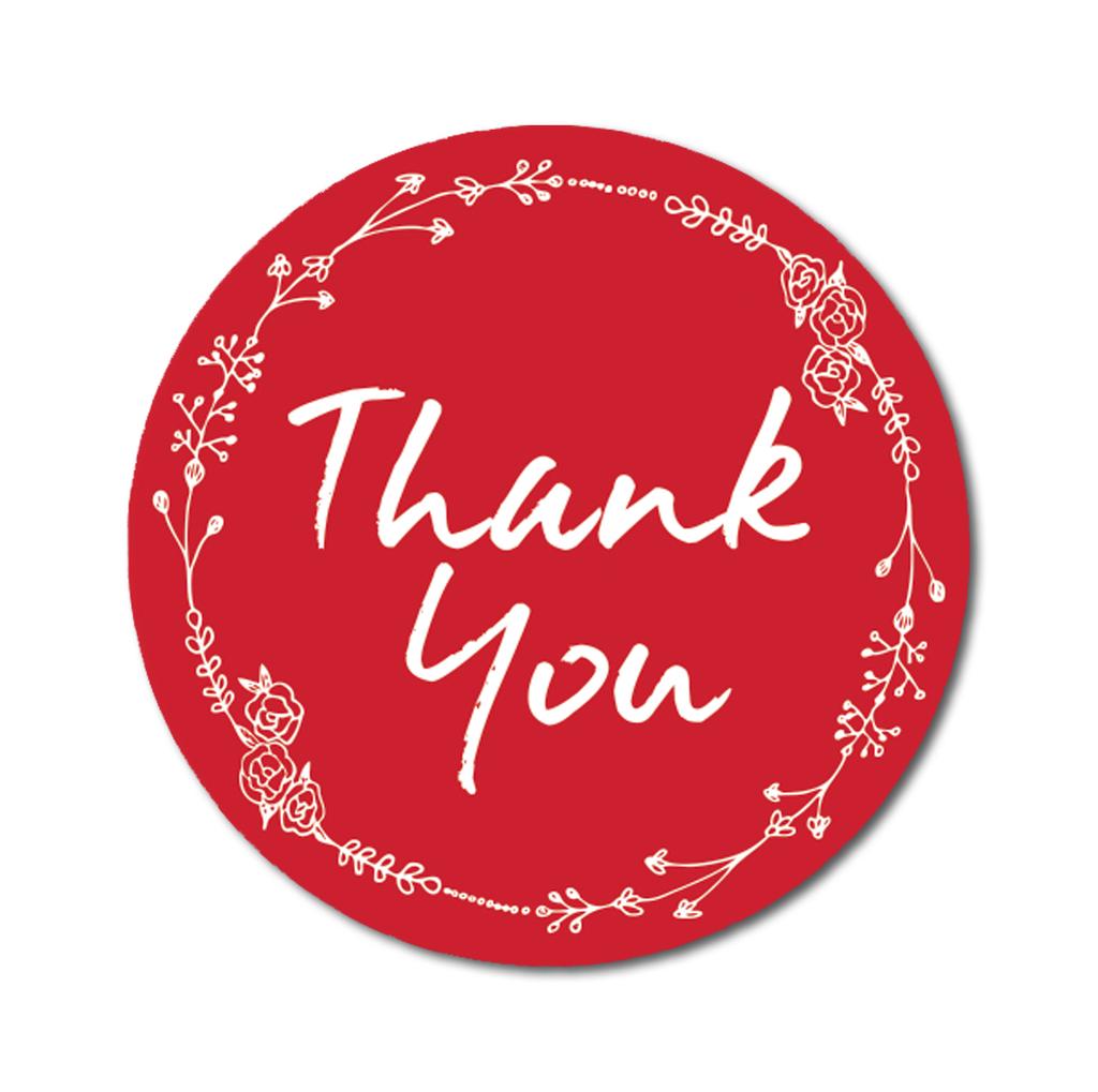 Darling Souvenir 1.6 Inches Round Rose Hand Draw Floral Wreath Black Thank You Stickers-45