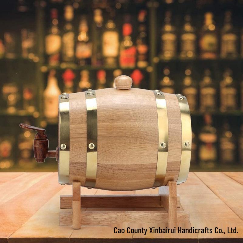 1.5L Red Oak Wooden Barrel for Home Brewing Whiskey and Red Wine
