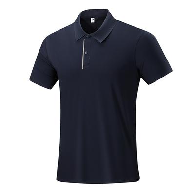 Short-sleeved Sports POLO Shirt Men's Ice Silk Lapel T-shirt Casual Business Zipper Lapel T-shirt