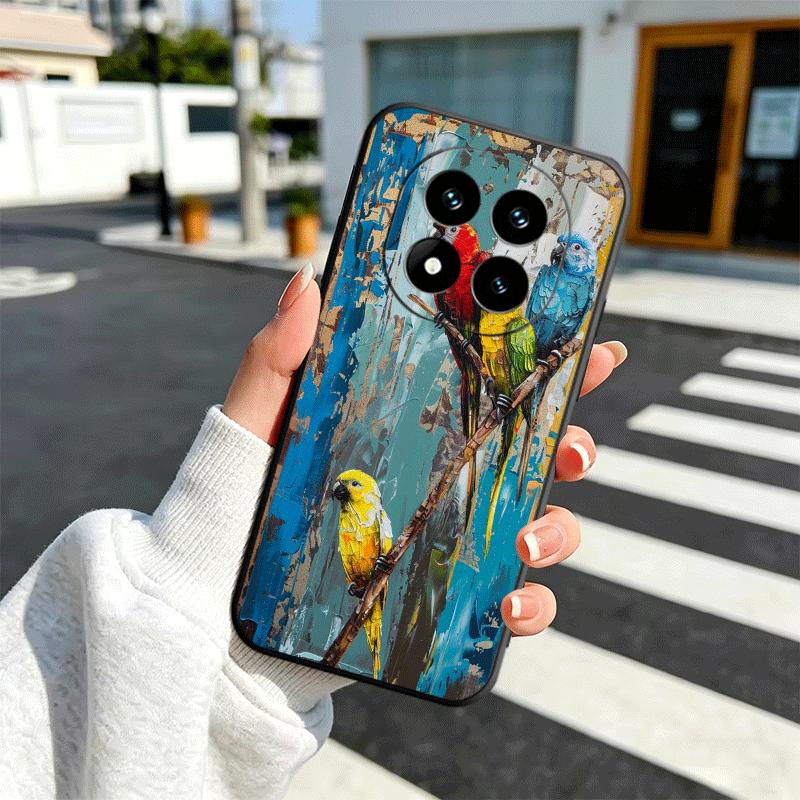 Bird Oil Painting Style Soft Phone Case for Xiaomi Redmi Note 12 13 14 15 Pro Plus 11 12S 11S 11T 10 4G Black Cover Back Shell