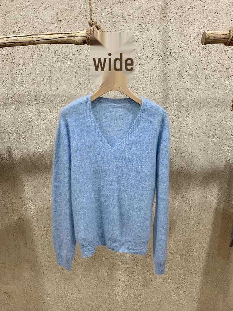 Women’s High-End Plush Wool-Cashmere V-Neck Sweater - Seamless, Soft, Stitched Knit Top