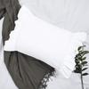 Eyelet Pillow Shams Lace Ruffled Standard White Shabby Chic Farmhouse Pillowcases Set of 2 Pretty Elegant Cotton Country French Cottage Embroidered