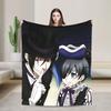 Black Butlers  Flannel Blanket Autumn  Super Soft Bedding Throws for Kids Bedroom Graphic Bedspread Sofa Bed Cover