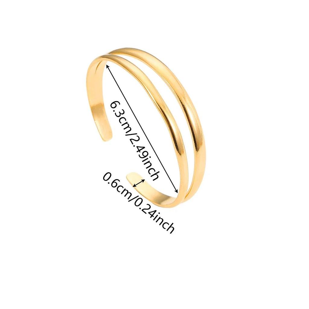 2025 New Stainless Steel Wide Bangles for Women Gold Color Double-layer Hollowing Fashion Bracelets Jewellery Accessories Gift