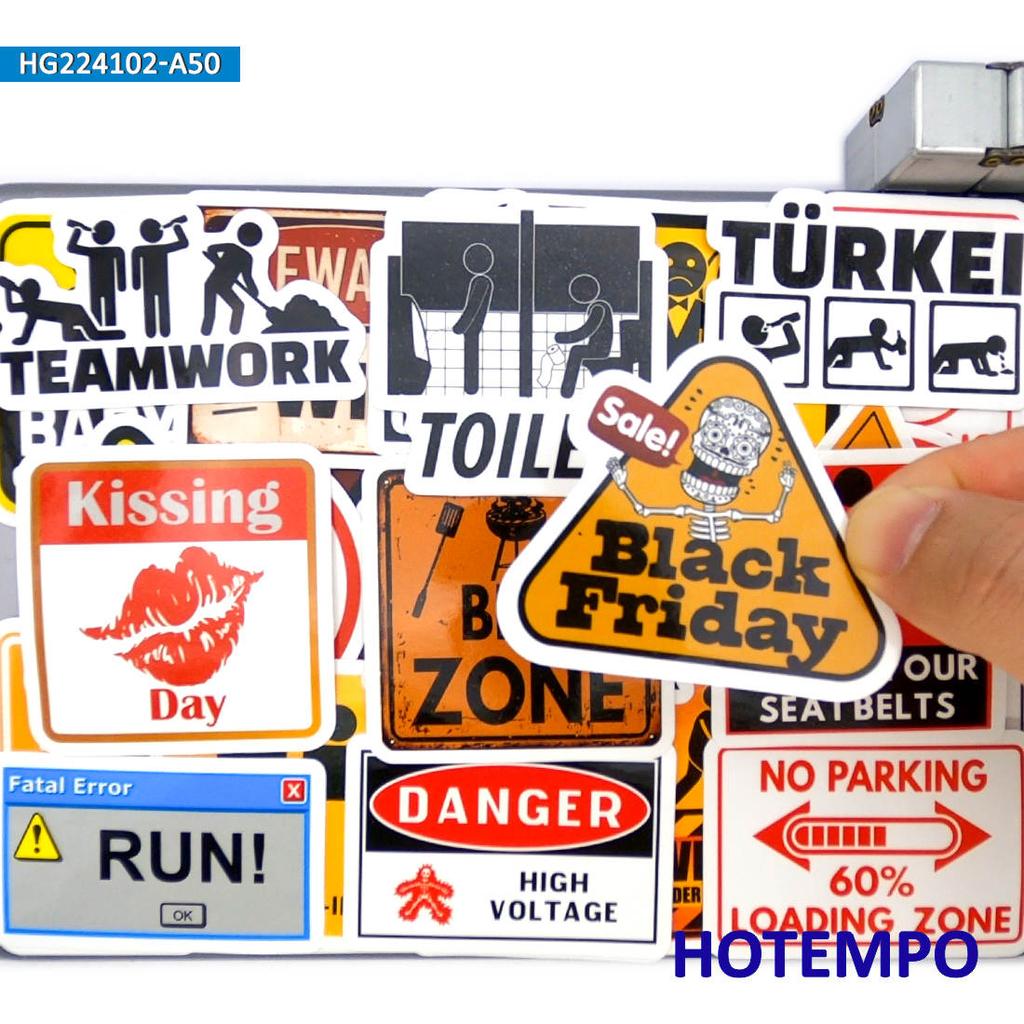 20/30/50Pieces, Warning Sign Stickers Set, Spoof Danger Caution Slogan, for Helmet Phone Laptop Motorcycle Car, Fun Sticker Pack