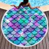Mermaid Scales Round Beach Towel Circle Beach Blanket Soft Polyester Pool Towels Absorbent Quick Dry Sand Free Picnic Yoga Mat