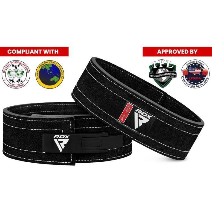 Ceinture de Musculation - RDX - Boucle à Levier - Cuir de Vache - 10 Trous Réglables - 10 mm d'Épaisseur