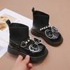 Girls Boots 2025 Autumn and Winter New Short Boots Martin Boots Children's Socks Boots Girls Single Boots Velvet Pearl Princess Shoes