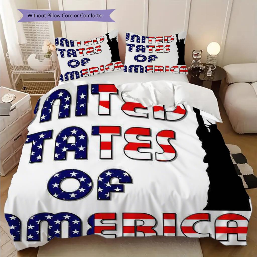 Statue of Liberty, USA Bedding, Duvet Cover, Pillowcase, Home Decoration, Birthday Gift (1 * Duvet Cover+2 * Pillowcase, Coreless)