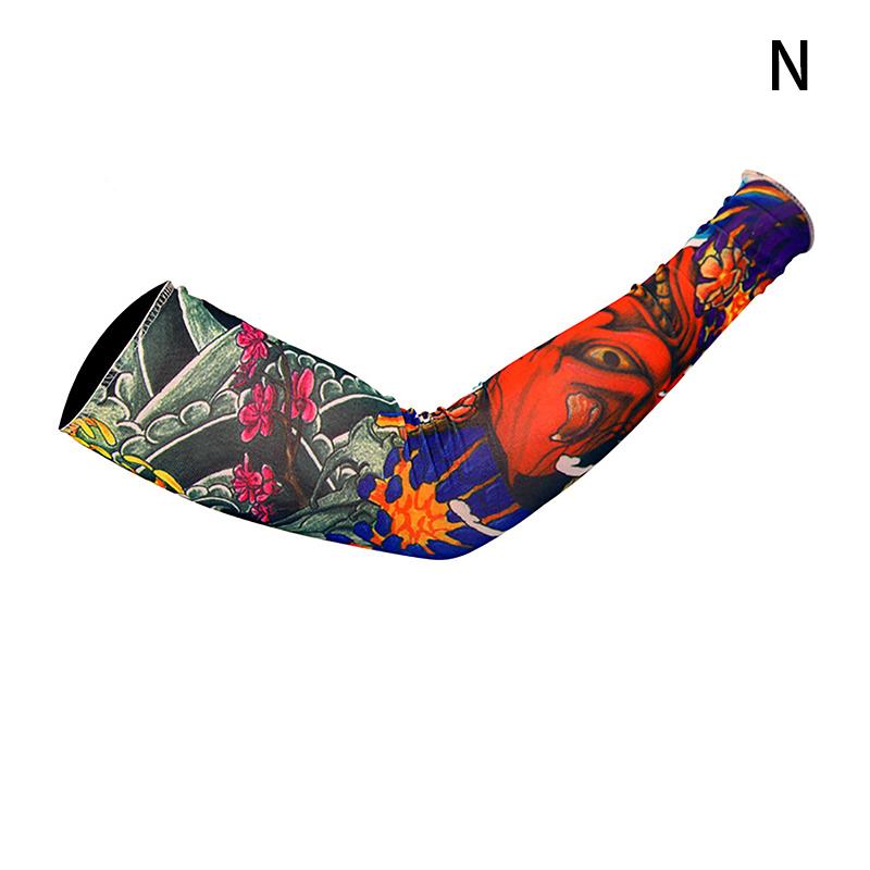 Long Fake Summer Tattoo Sleeves Sun Protection Cover Outdoor Gloves Driving Ice Silk Arm Sleeves