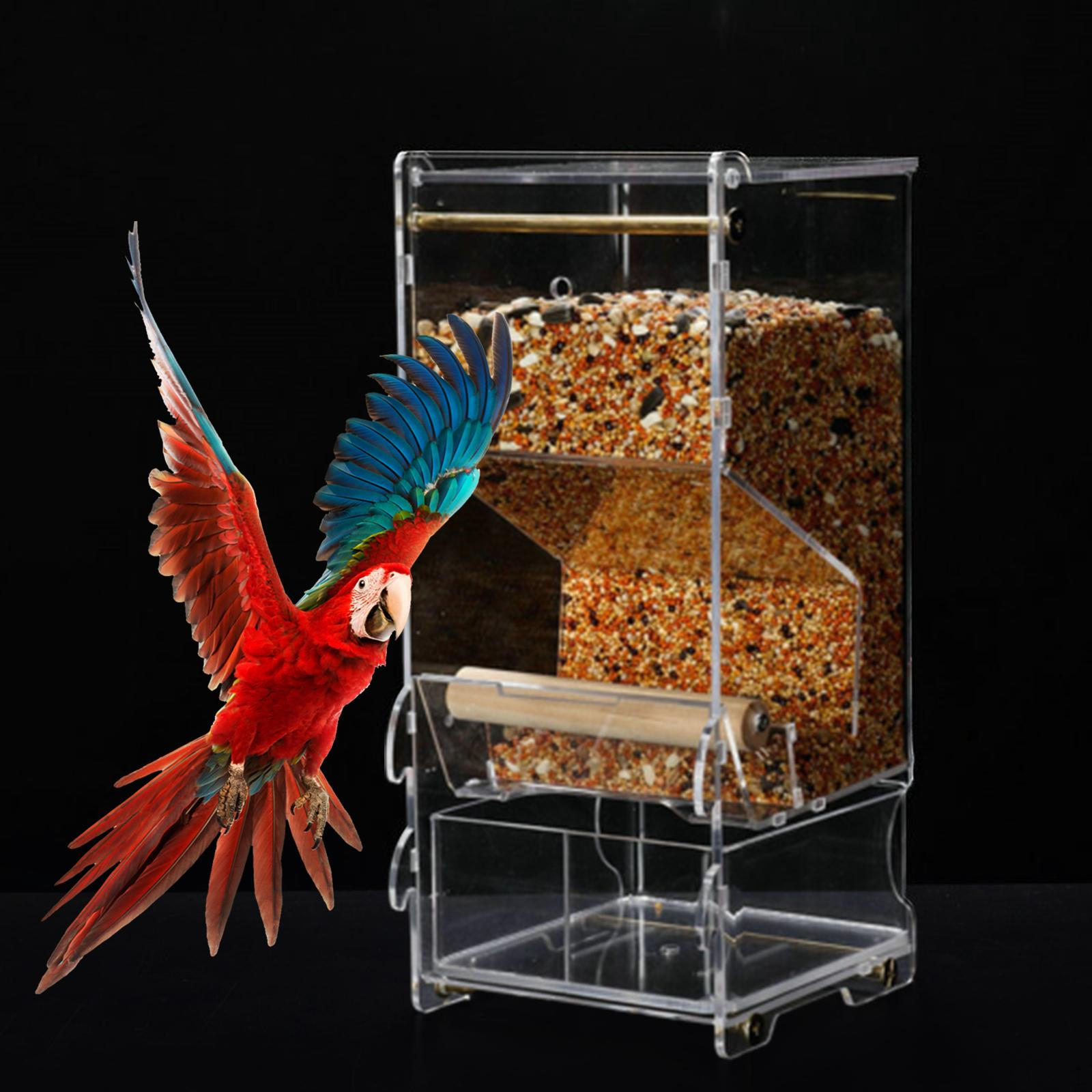 

Bird Feeder Cage Hanging Feeding Container Box Food Transparent for Canaries Parakeet