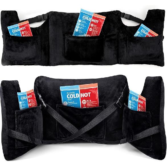 Oak Leaf Post Mastectomy Pillow for Recovery Gift for Mastectomy Patients with 4 Pockets to Support Breast Surgery Healing for Sleeping, Recovery, Pure Black(upgraded)