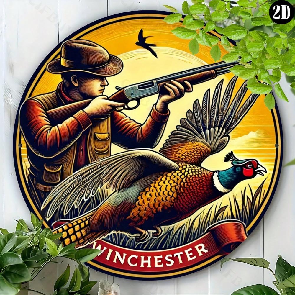Vintage Metal Pheasant Hunting Sign Western Aluminum Art Decor for Living Room Wall Home Office Cafe Bar Indoor Outdoor Gift Halloween