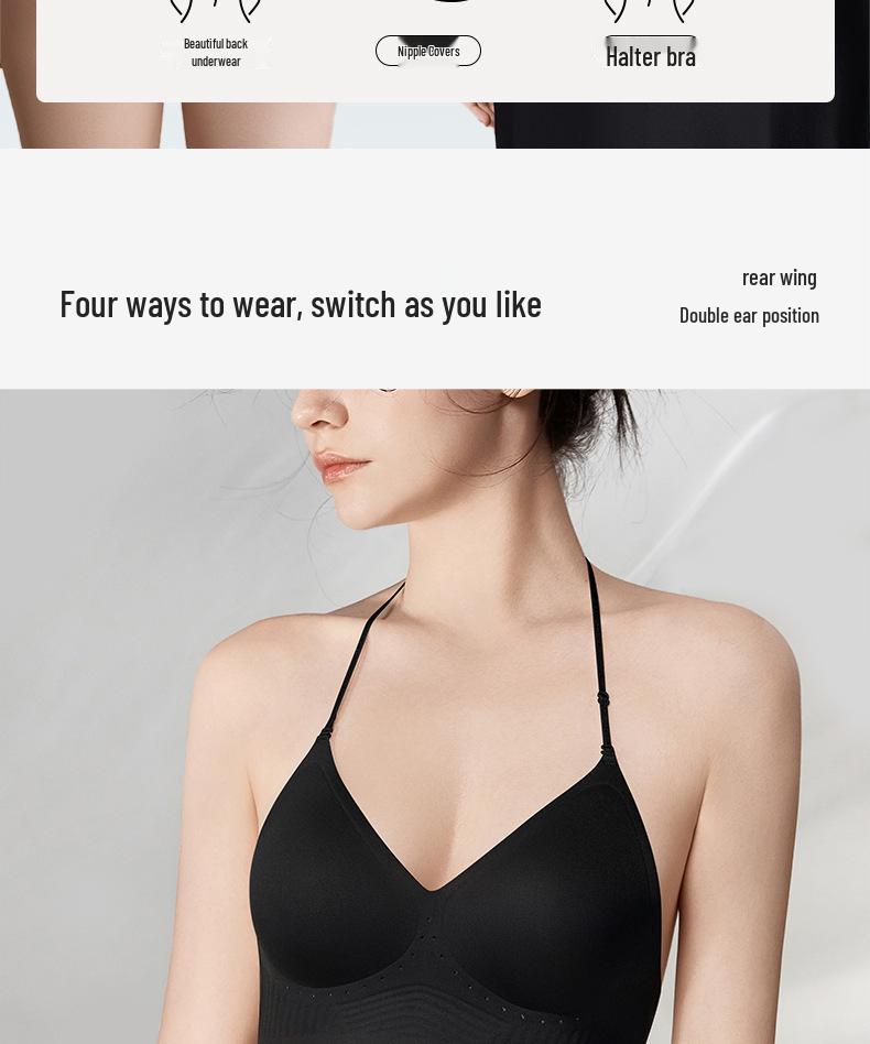 Seamless Backless U-Neck Halter Bra with Invisible Straps - Women's Lingerie