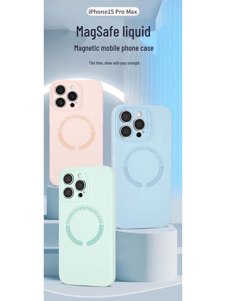 MagSafe Shockproof Liquid Silicone Case with Lens Protection for 16 Pro Max