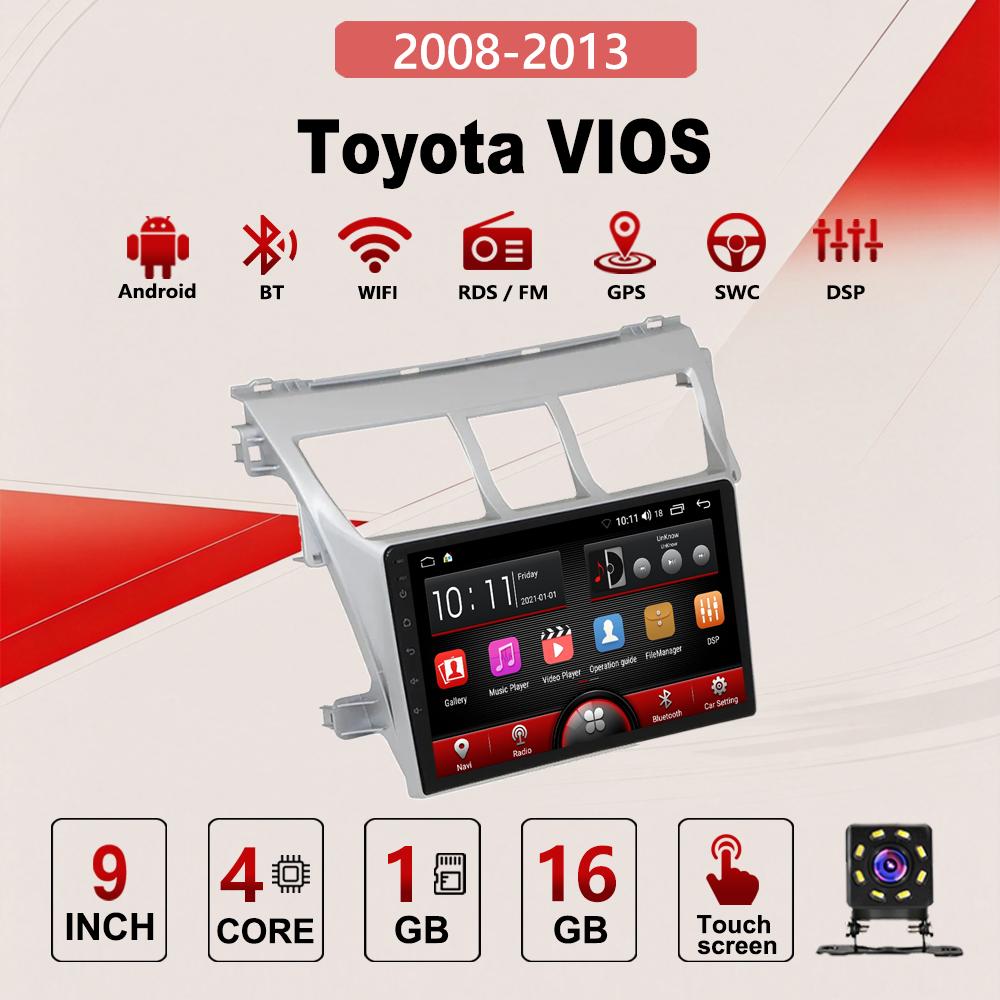 2Din Android Car-Play Car Radio,Toyota VIOS 2008-2013,Multimedia Player Head Unit Stereo GPS Navigation BT WIFI,2+32GB