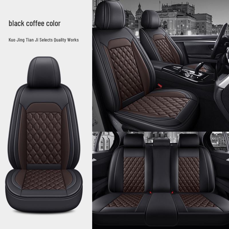 All-Season Universal Leather Car Seat Cover with Diamond Design - Breathable & Durable for Five Seats