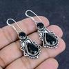 Natural Black Spinel Gemstone Handmade 925 Sterling Silver Earring 1.97" a3c62