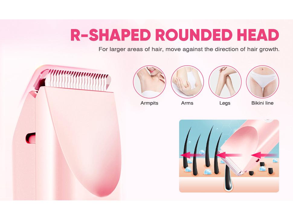 Women's Waterproof Electric Razor: Double-Head Shaver for Dry & Wet Use, Full Body Hair Removal