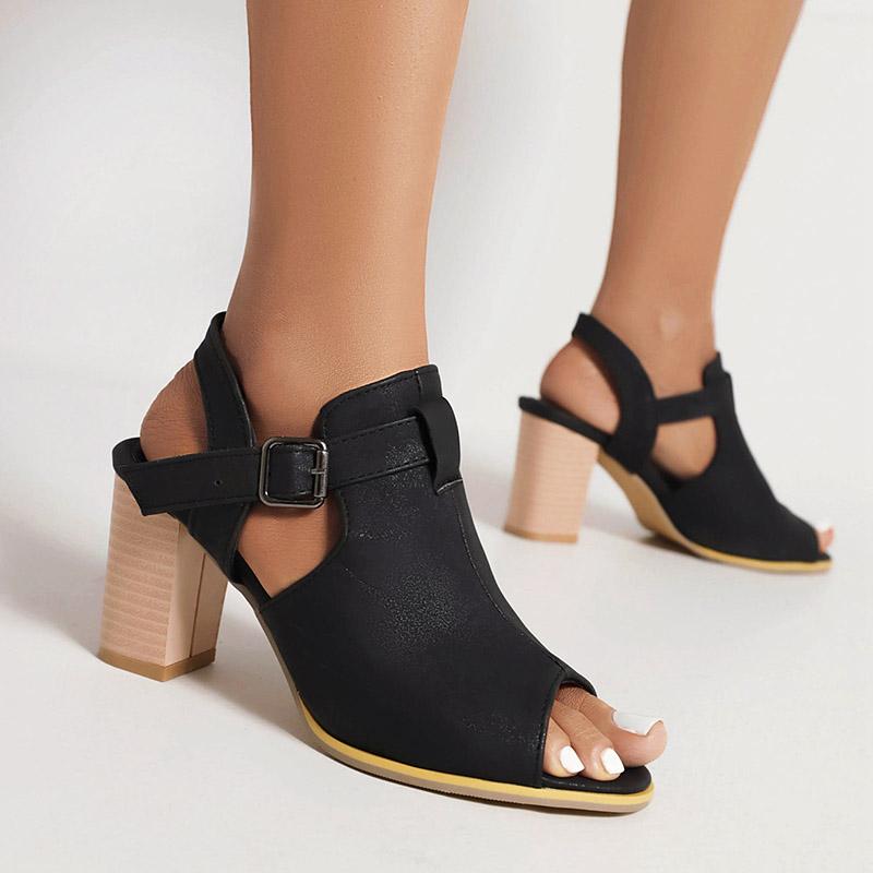 Women's High-heeled Sandals Spring and Summer New Thick Heel Large Size Casual Fish Mouth Roman Sandals