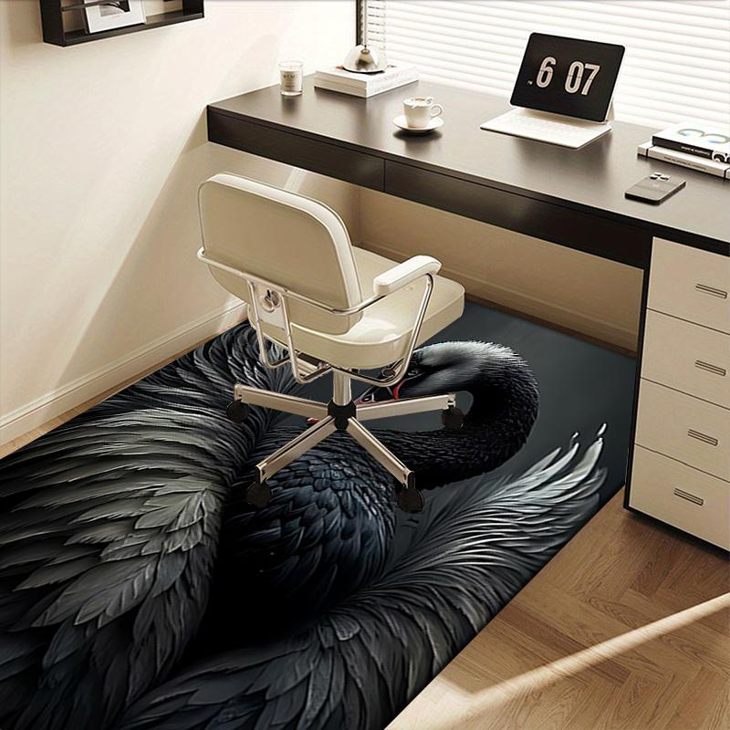 Black Swan Chair Mat: Office Carpet for Home Decor, Large Rug for Sofa and Bedroom, Gift for Any Room