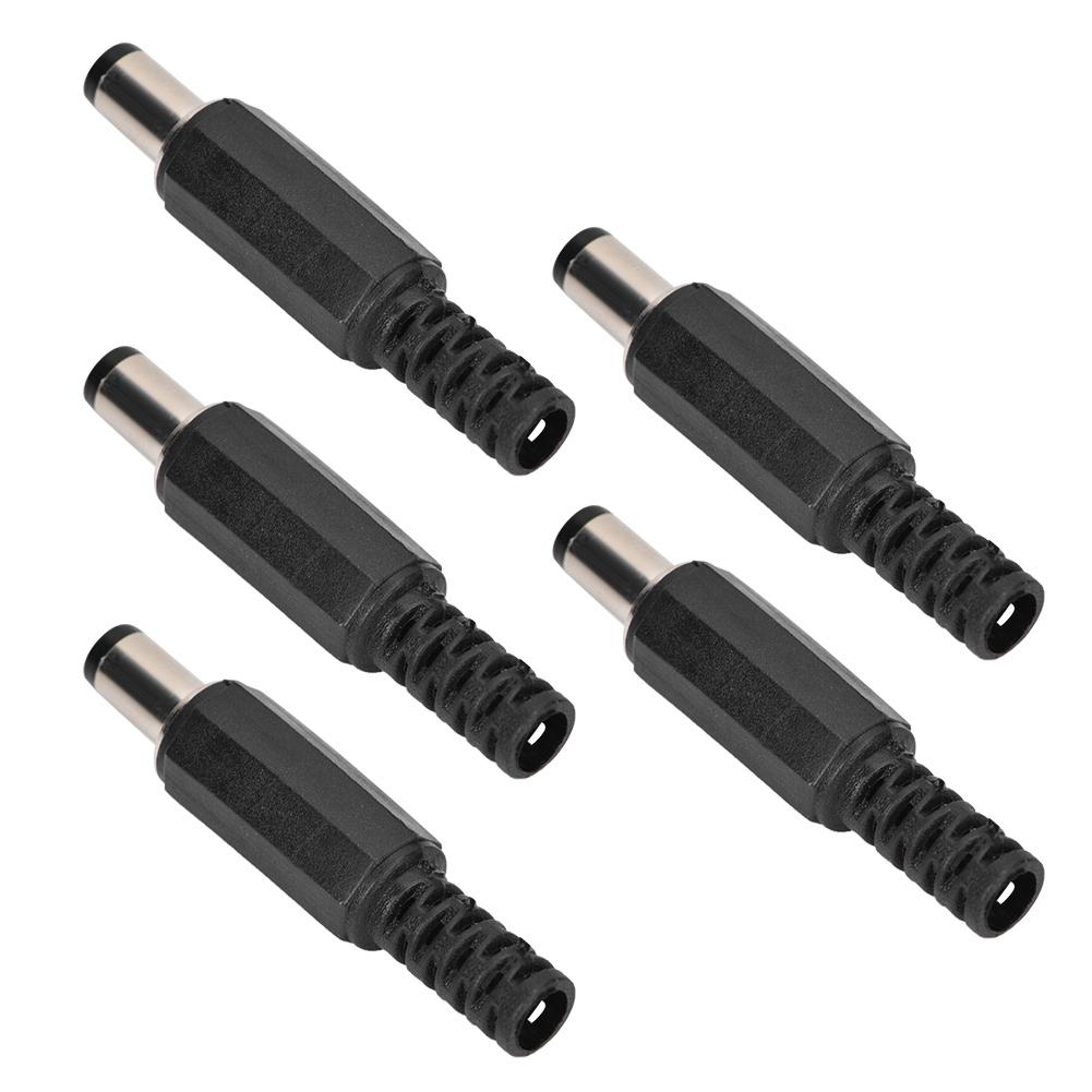 5pcs 2.1mm x 5.5mm Male DC Power Plug Jack Coaxial Connector Adapter