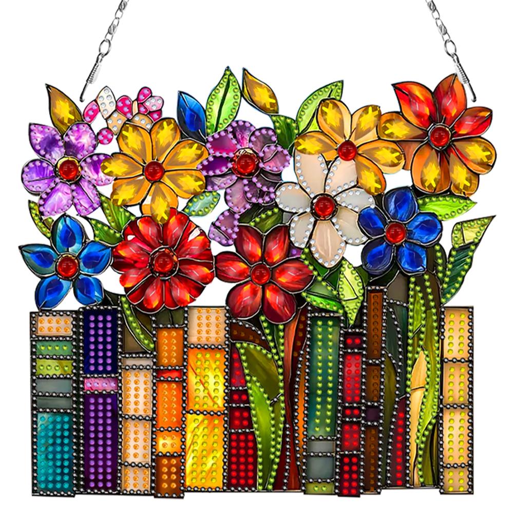 2D/Flat DIY Rhinestone Diamond Art Window Pendants Diamond Painting Set Double Side Print Single Dide Drill Wall Door Decoration